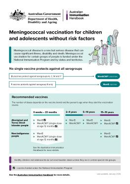 Image thumbnail of the publication "Meningococcal vaccination for children and adolescents without risk factors"