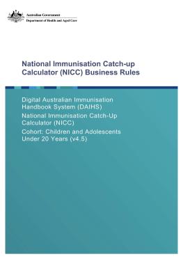National Immunisation Catch-up Calculator Business Rules Specification cover page